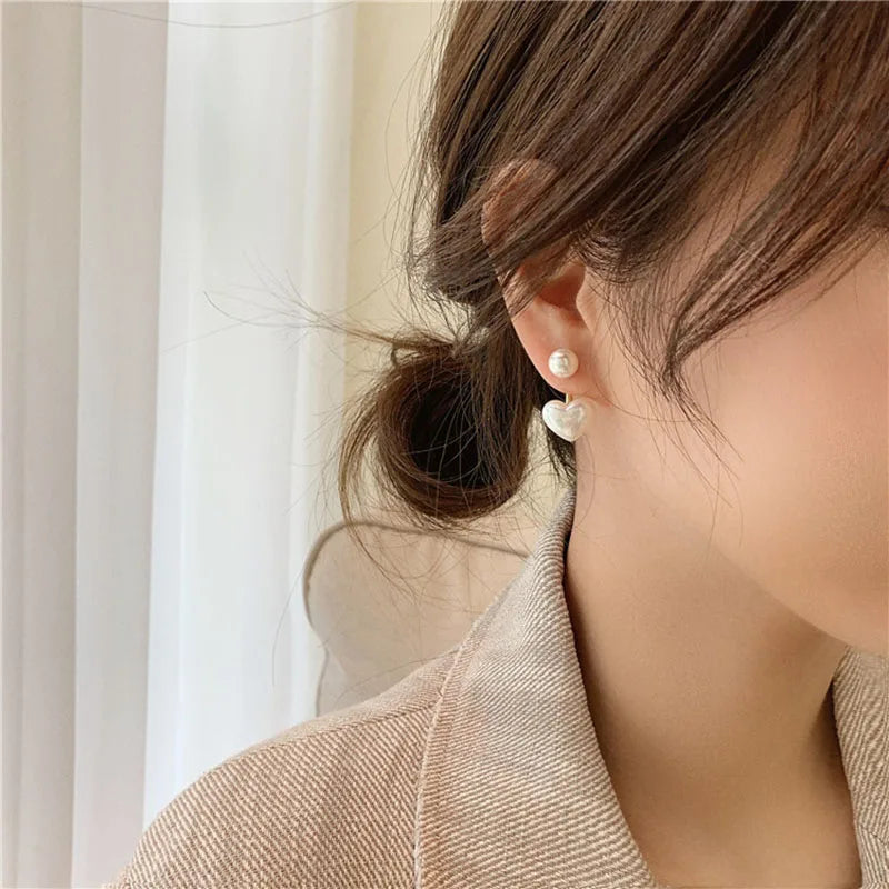Elegant Pearl Heart Stud Earrings For Wedding Gifts - Smarsty