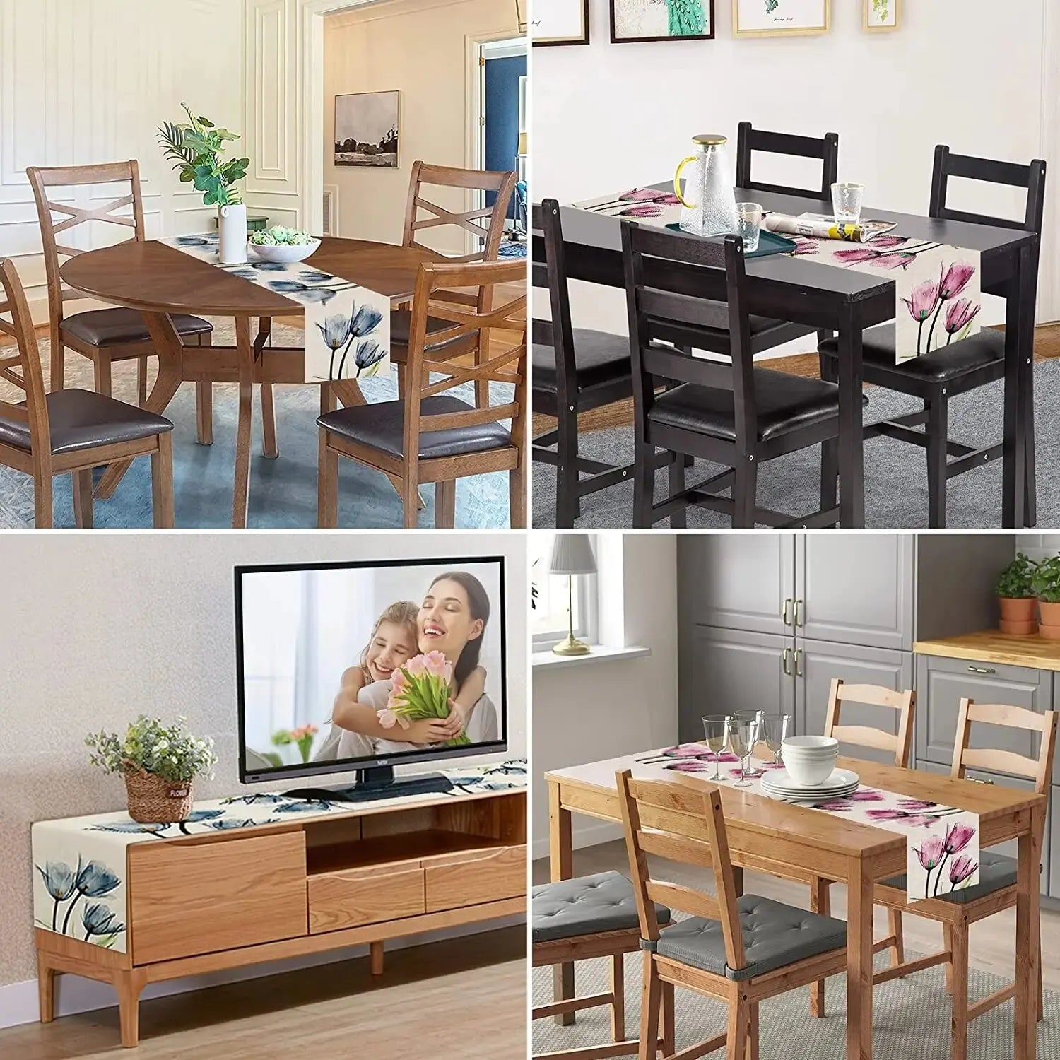 Rustic Tulip Linen Table Runner for Stylish Dining - Smarsty