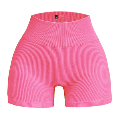 High-waisted Yoga Pant For Women, Designed To Lift And Shape, Tight-fitting With Solid Color And Ribbed Texture, Sports  Shorts - Smarsty