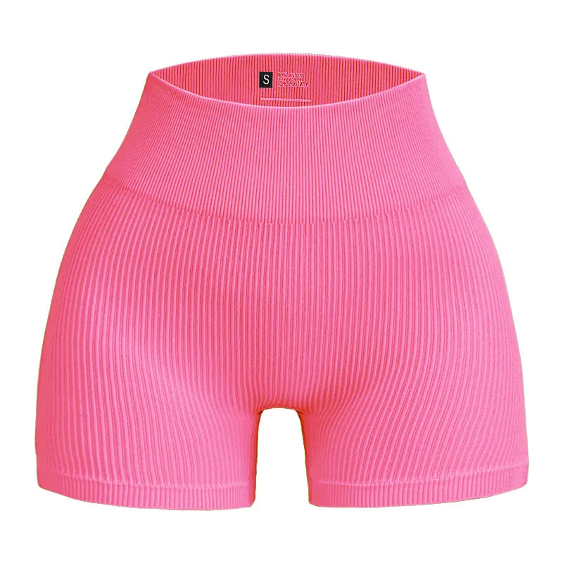 High-waisted Yoga Pant For Women, Designed To Lift And Shape, Tight-fitting With Solid Color And Ribbed Texture, Sports  Shorts - Smarsty