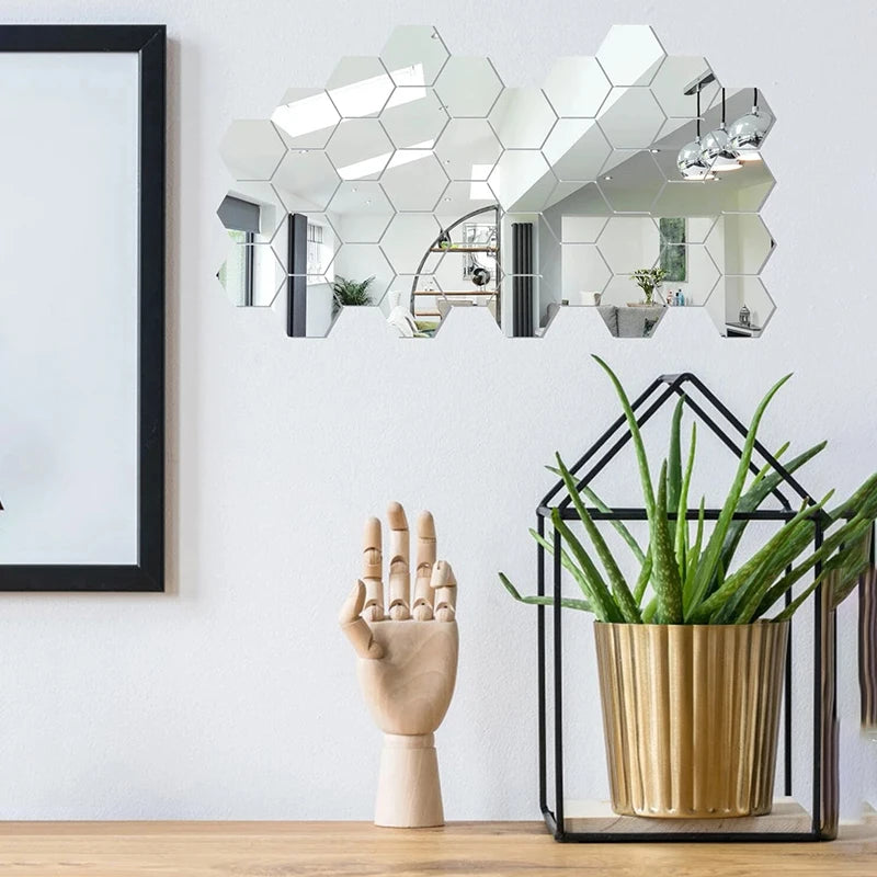 45pcs Hexagon Mirror Wall Stickers for Modern Decor - Smarsty