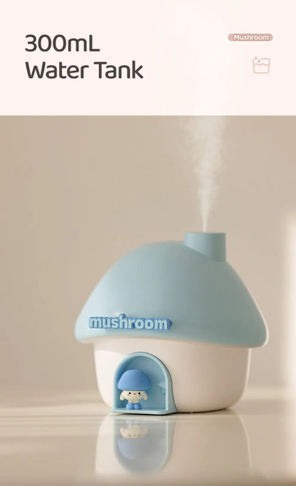 Cartoon Air Humidifier 300ml Mini Essential Oil Aroma Diffusers Colorful Lighting Cute Mushroom House Home Ultrasonic Humidifier - Smarsty
