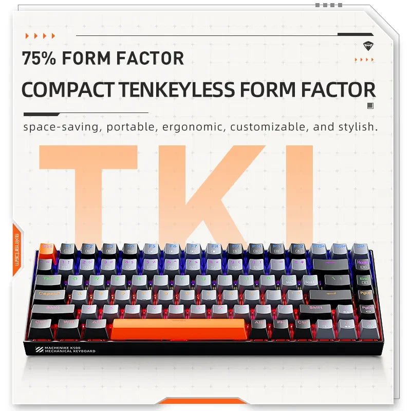 Mechanical Keyboard 75 Percent Hot Swappable Backlit Gaming