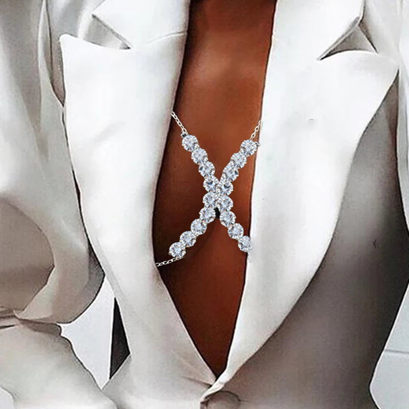 Rhinestone Body Chain Bra Jewelry for Women - Smarsty