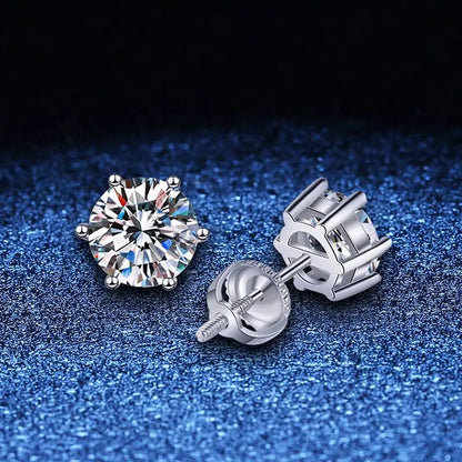 Moissanite Studs 0.5 To 2Ct Sterling Silver Screw Back - Smarsty