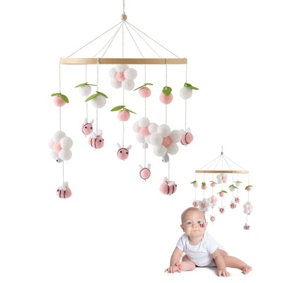 Baby Crib Mobile Bed Bell Rattle Toys Wooden Crochet Stars Pendant Bed Bell Toys Newborn Comfort Crib Bracket Hanging Toys Gifts by Smarsty