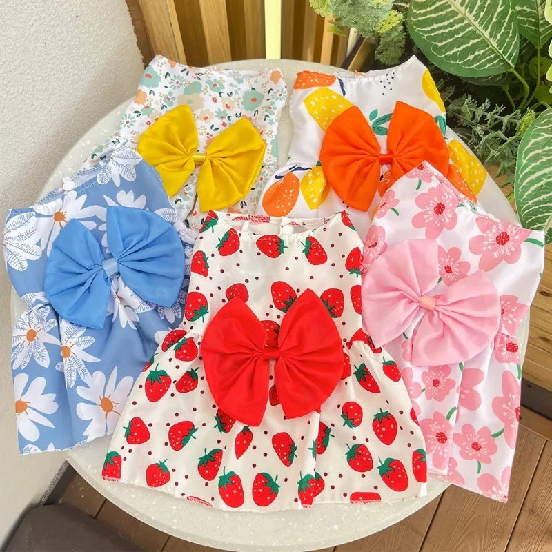 Cute Dog Princess Dress with Bow and Lace - Smarsty