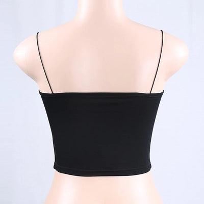 2024 New Fashion Women Spaghetti Strap Crop Top Sexy Bodycon Sleeveless Cami Tube Top Basic Plain Camisole - Smarsty