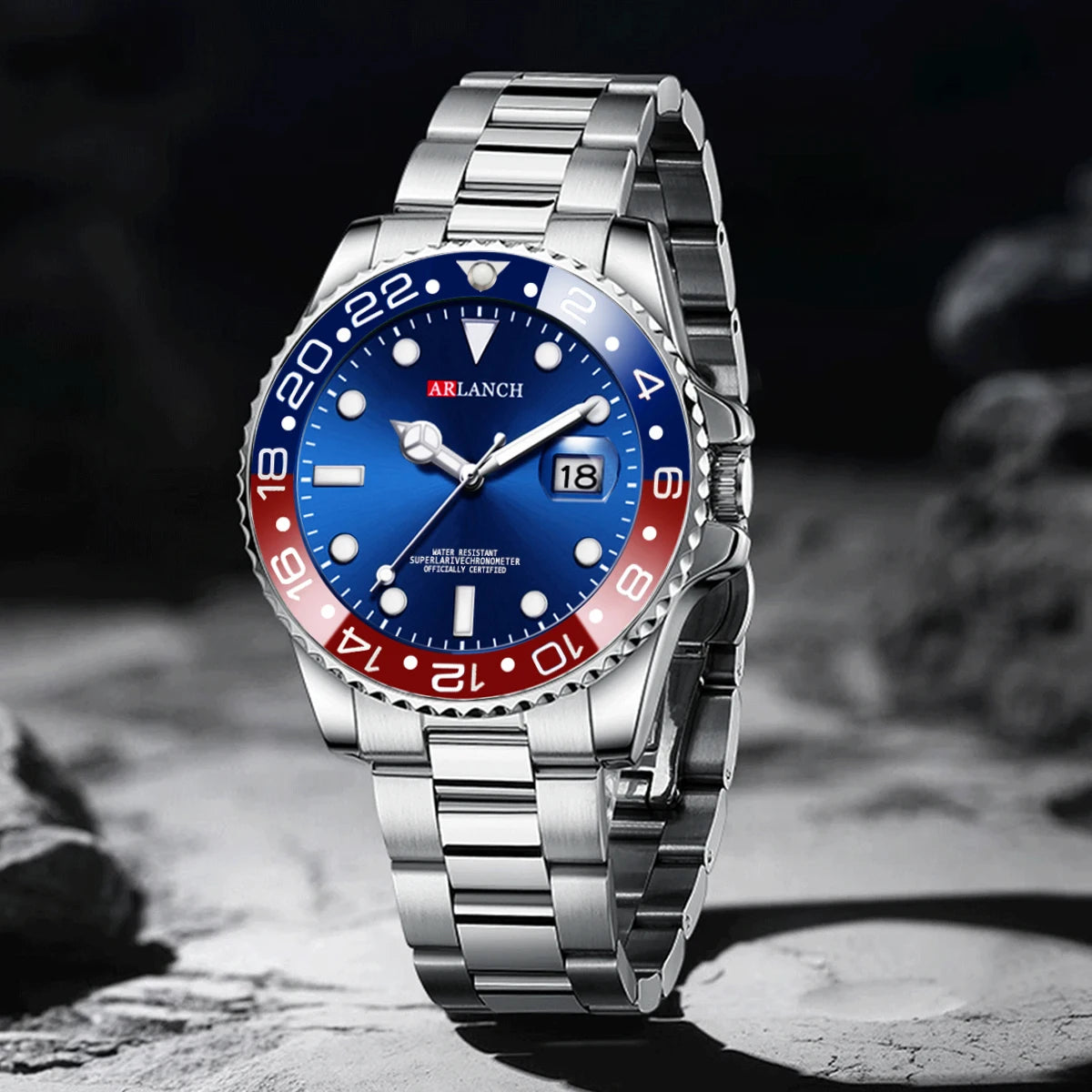 Classic Stainless Steel Quartz Watch with Magnifying Glass - Smarsty
