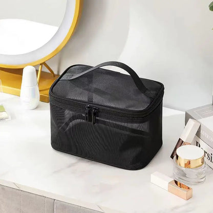 Transparent Mesh Travel Cosmetic Bag With Large Capacity - Smarsty