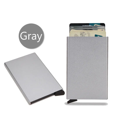 Anti Rfid Blocking Smart Wallet for Men Women ID Bank Credit Card Holder Metal Thin Slim Women Wallets Pop Up Minimalist Purse - Smarsty