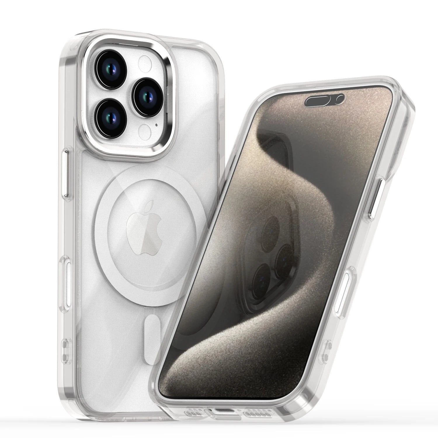High hardness Magnetic Magsafe Metal Lens Buttons Clear Case For iPhone 16 Pro Max 15 Pro Max 14 Pro 13 12 11 X XS Protect Cover