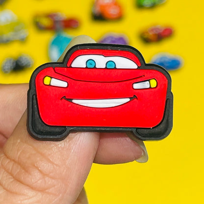 1Pcs Mix Cars Luigi Ramone Lightning McQueen PVC Shoe Charms Kids Popular Buckle Decorations Fit Birthday Gifts