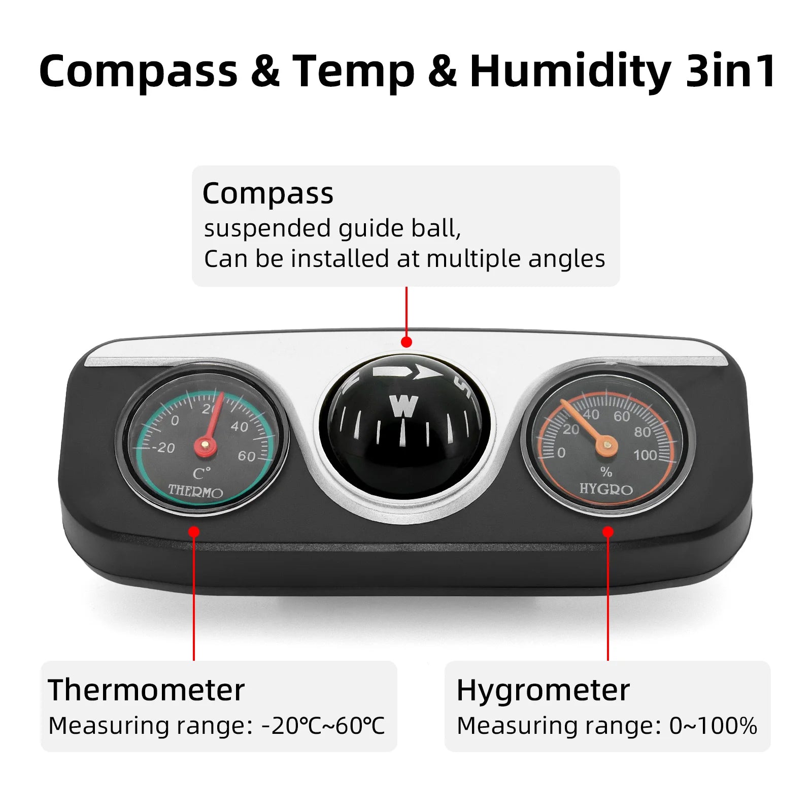 Boat Compass 3 In 1 With Thermometer Hygrometer Interior - Smarsty