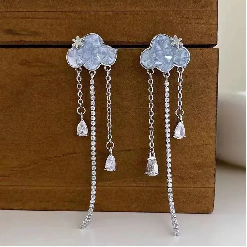 Y2K Pink Heart Star Tassel Earrings for Trendy Kpop Style - Smarsty