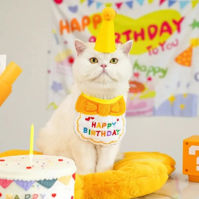 Adjustable Pet Birthday Hat and Bandana Set - Smarsty