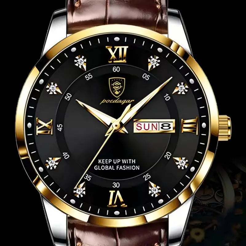 Luxury Waterproof Luminous Leather Quartz Watch for Men - Smarsty