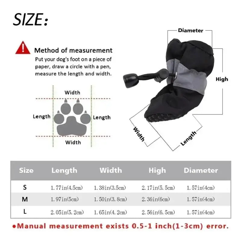 New 4pcs Waterproof Pet Dog Shoes Anti-slip Rain Snow Boot Thick Warm For Small Cats Dogs Puppy Socks Booties - Smarsty