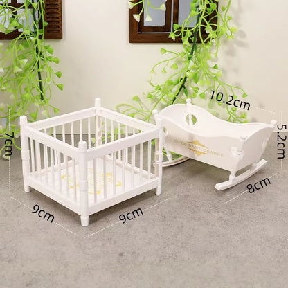 1:12 Dollhouse Miniature Cradle Crib Surround Bed Piano Table Set Furniture Kitchen Model Decor Toy Doll House Accessories