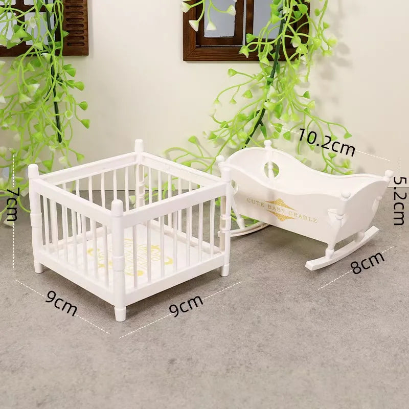 1:12 Dollhouse Miniature Cradle Crib Surround Bed Piano Table Set Furniture Kitchen Model Decor Toy Doll House Accessories