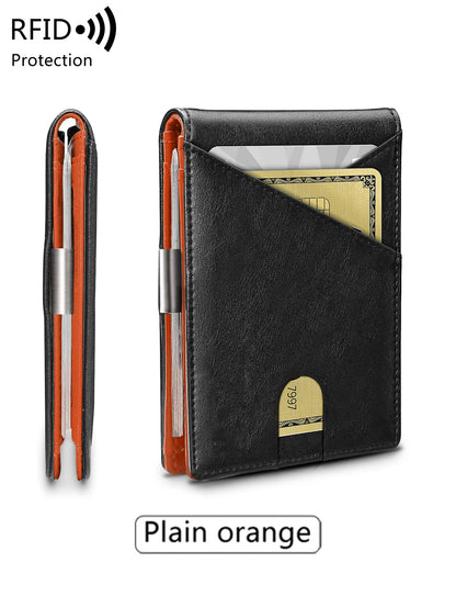 Minimalist men's wallet RFID anti-theft brush double fold cross front pocket portable card holder 12 card multifunctional wallet - Smarsty