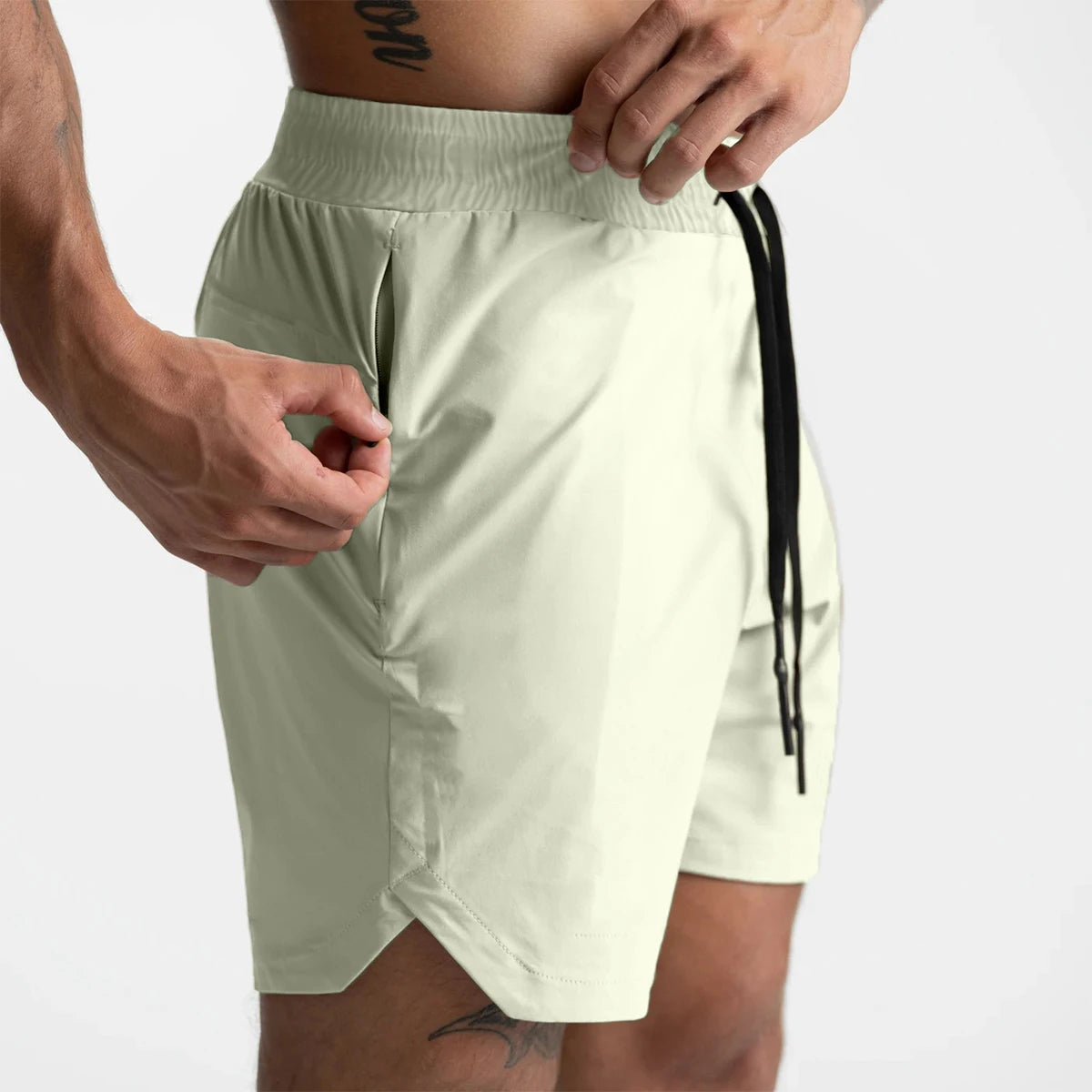 2024  Men's Running Shorts Single-Layer Woven Quick Dry Gym Solid Color Fitness Sports Casual Workout Sportswear Fifth Pants New - Smarsty