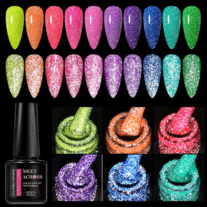 Pink Fluorescent Reflective Gel Nail Polish for Stunning Manicures - Smarsty
