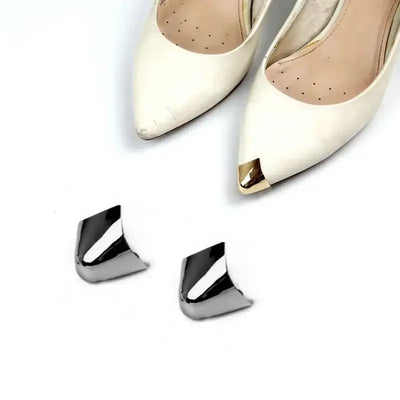 Women High Heel Metal Toe Cap Wear and Tear Concealer Anti-kicking Leather Shoes Point Protector Flat Shoe Tips Cap Accessorices - Smarsty