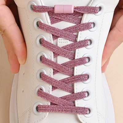 1Pair No Tie Shoe Laces Colorful Buckle Shoelaces Pearl Light Colorful Fashion Without Ties Elastic Laces Sneaker Kids Adult - Smarsty
