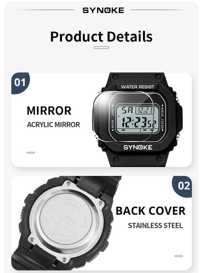 SYNOKE Outdoor Military Digital Watch for Men Waterproof Luminous Sports Timepiece - Smarsty