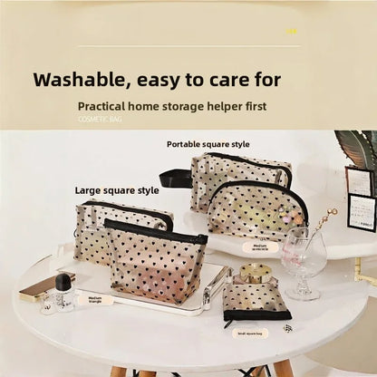 Mesh Heart Makeup Bags Waterproof Washable Organizer - Smarsty
