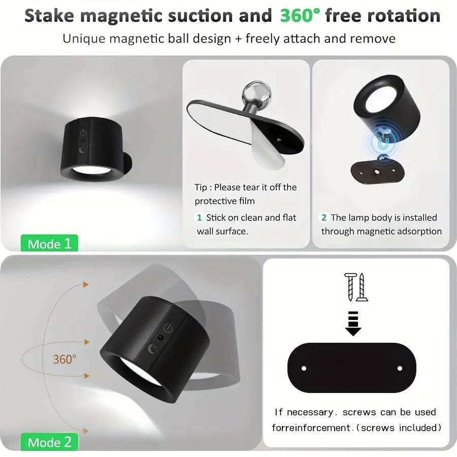 Modern Magnetic LED Wall Lamp with Remote Control - Smarsty
