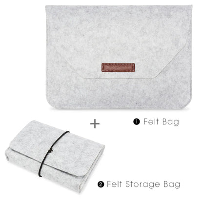 Wool Felt Laptop Sleeve 11 To 15.6 Inch With Mousepad