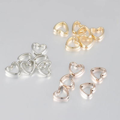 50pcs Heart Frame Beads Double Hole Spacers for Jewelry Making - Smarsty