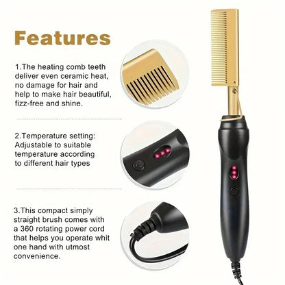 Multi Functional Electric Hair Comb Straightener for Easy Styling - Smarsty