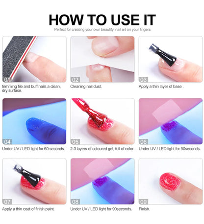 Acrylic Gel Nail Extension Kit with UV LED Lamp - Smarsty