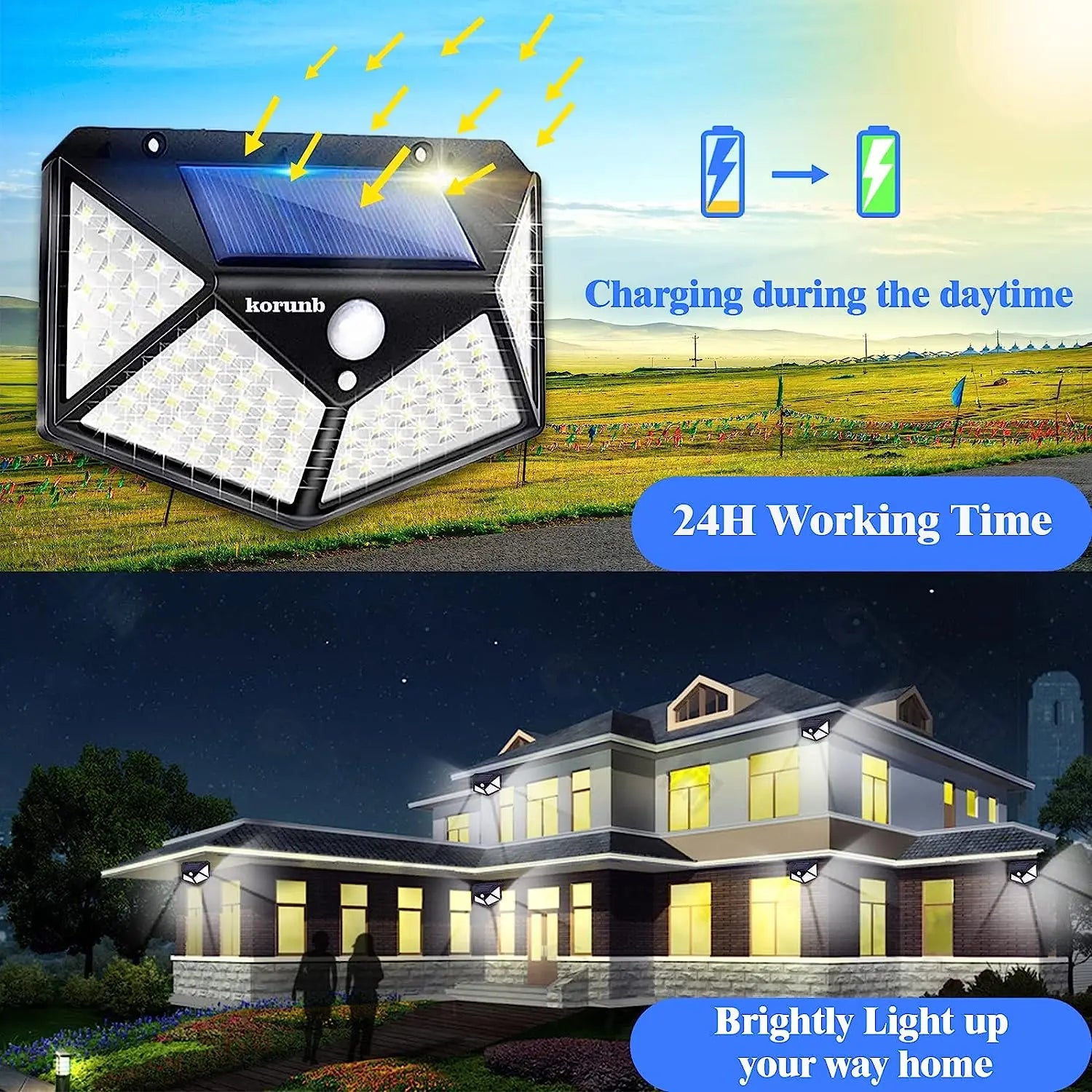 100 LED Solar Wall Light with Motion Sensor - Smarsty