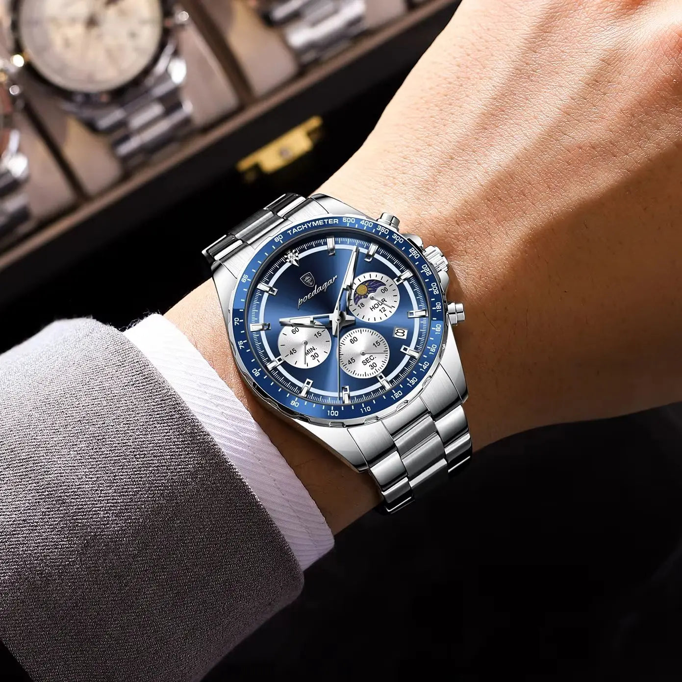 Waterproof Stainless Steel Men's Chronograph Watch - Smarsty