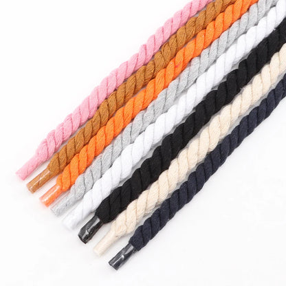 Quality Round Shoelaces Colorful 1CM Thicker Cotton Shoelace Running Sneakers Laces 1Pair 100/120/140CM Boots Shoe laces Shoes