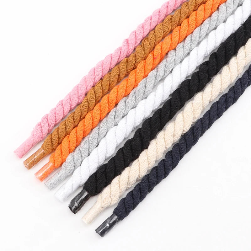 Quality Round Shoelaces Colorful 1CM Thicker Cotton Shoelace Running Sneakers Laces 1Pair 100/120/140CM Boots Shoe laces Shoes