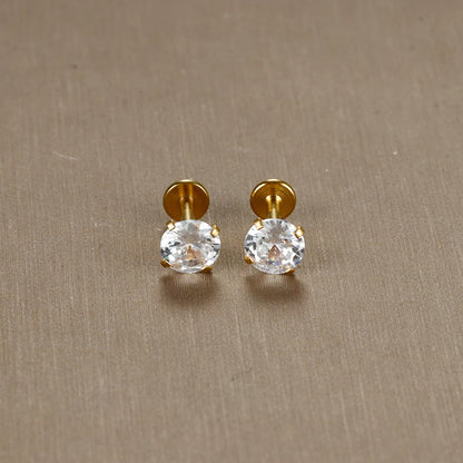 16G Surgical Steel Labret Stud Earrings Secure CZ Comfort - Smarsty