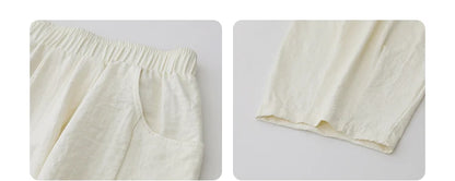 CHIC VEN Women White Pants Solid Casual Elastic Waist High Waisted Pleated Wide Leg Female Trousers  Fold Summer 2025 Clothing - Smarsty