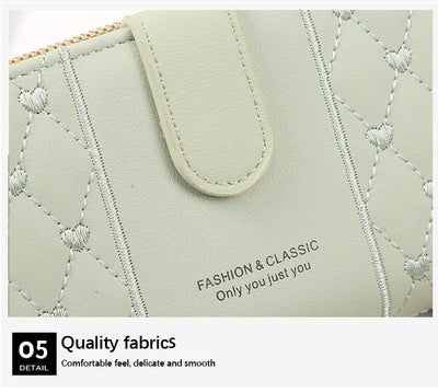 Women Long Wallet Pu Leather Card Holder Large Capacity Hasp Zipper Coin Purse Multi Card Organizer Cell Phone Wristlet Handbag - Smarsty