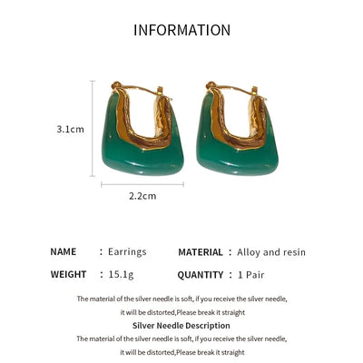 Geometric Resin Earrings in Green and Pink for Women 2023 - Smarsty