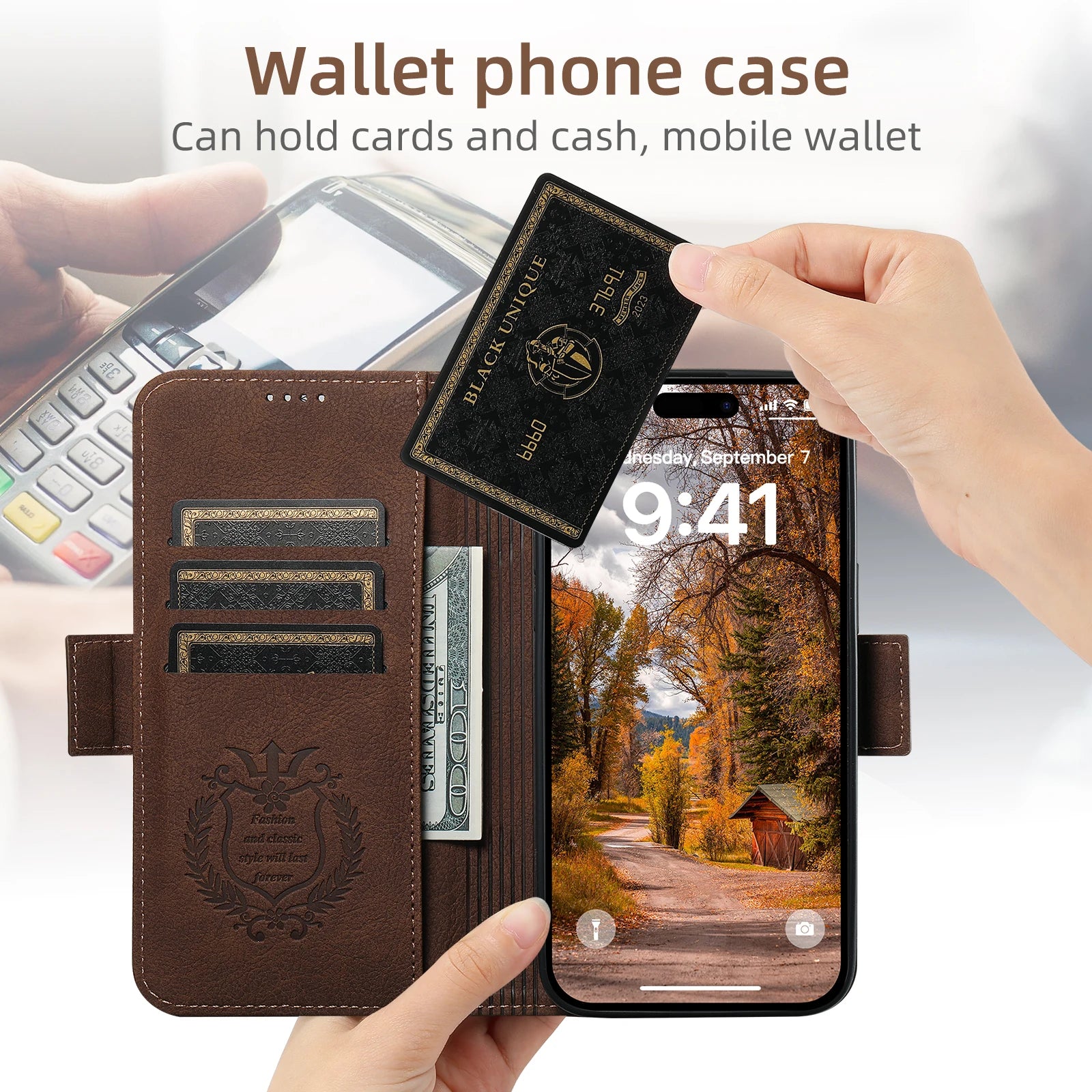 Card holder wallet Flip cover  phone case Compatible with MagSafe magnetic wireless charging For iPhone 17ProMax 16Plus 15 14 13