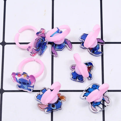 10/20pcs Disney Anime Stitch Ring Kawaii Lilo Stitch Children Acrylic Ring Cartoon Accessories Toy Kids Gifts