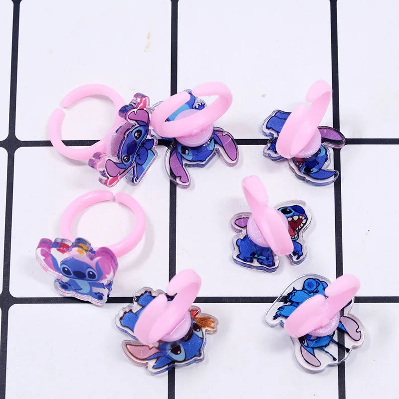 10/20pcs Disney Anime Stitch Ring Kawaii Lilo Stitch Children Acrylic Ring Cartoon Accessories Toy Kids Gifts