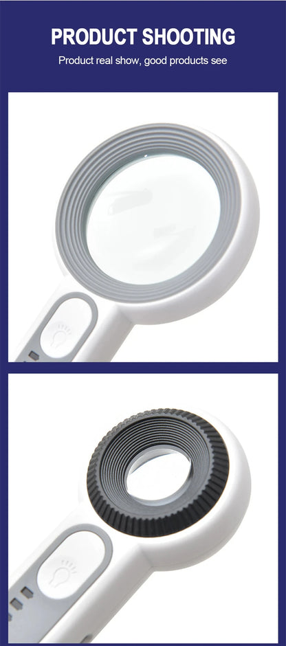 Rechargeable Handheld Magnifier with LED Light for Easy Reading - Smarsty