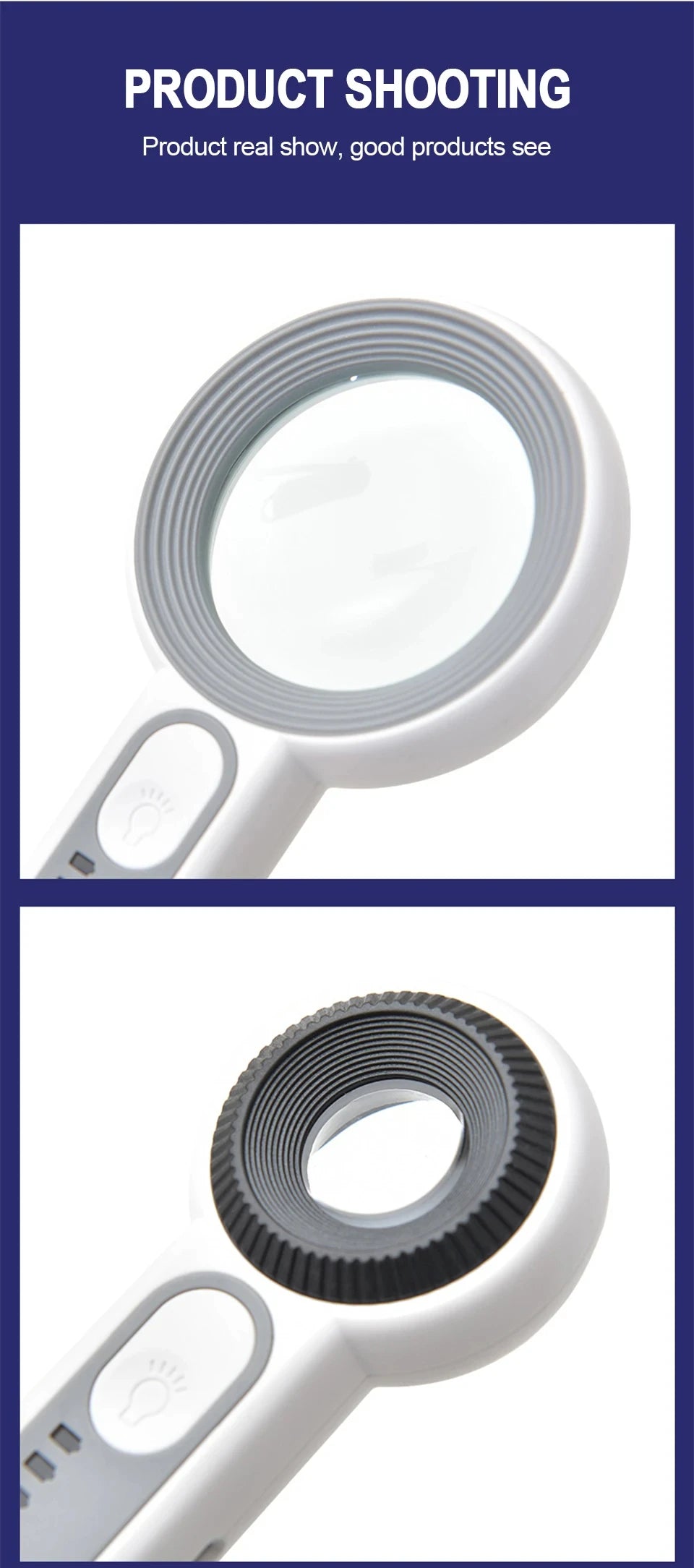 Rechargeable Handheld Magnifier with LED Light for Easy Reading - Smarsty