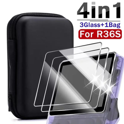 4 in 1 R36S Game Console Carrying Case and Screen Protectors - Smarsty